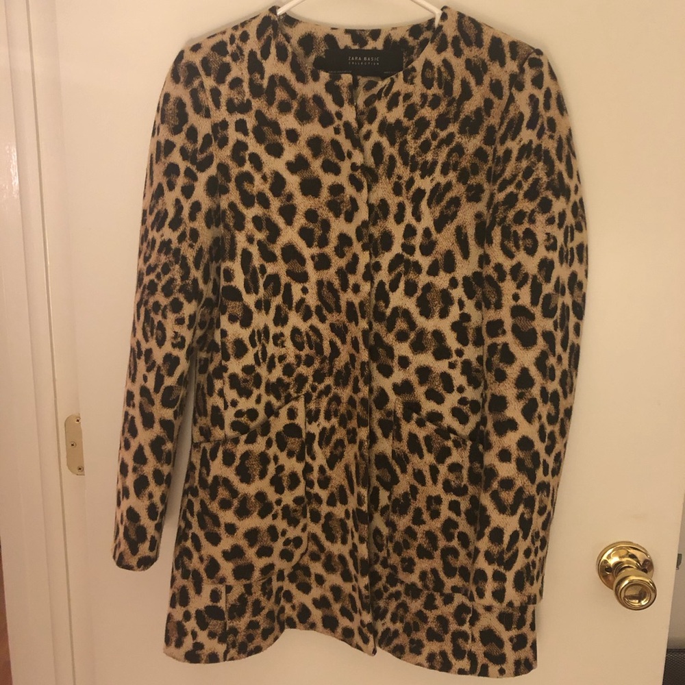 Zara leopard cheetah print coat xs